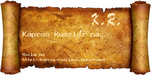 Kapros Ruszlána névjegykártya